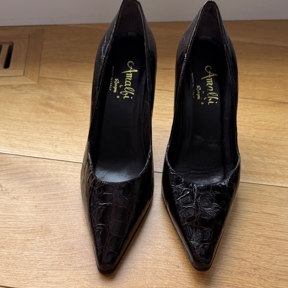 Amalfi Black Croc-Embossed Heels